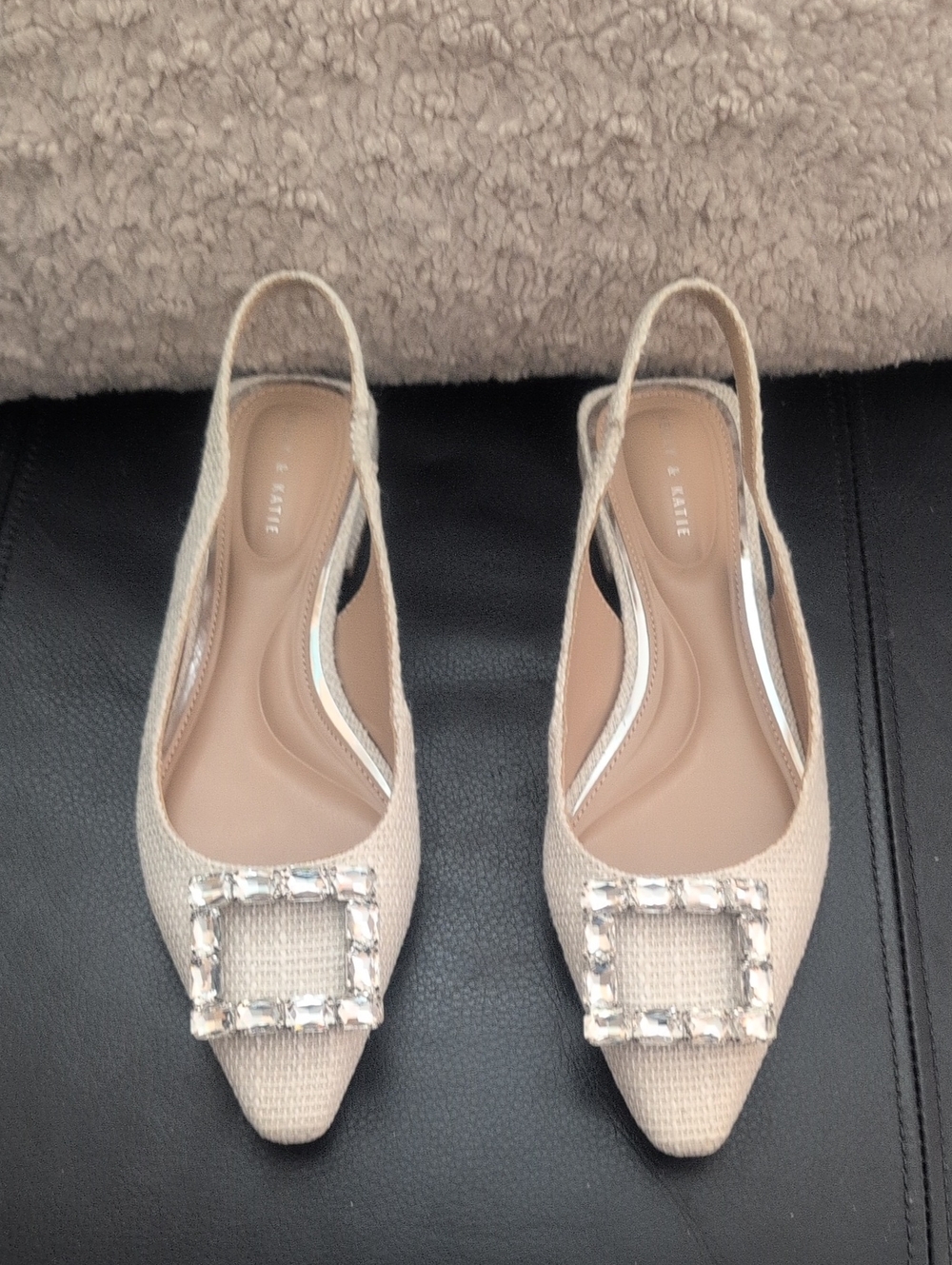 Kelly And Katie  Slingback Pointed Toe Flats with Embellished Buckle